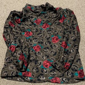 Vintage 100% silk Floral Print Women's Blouse
